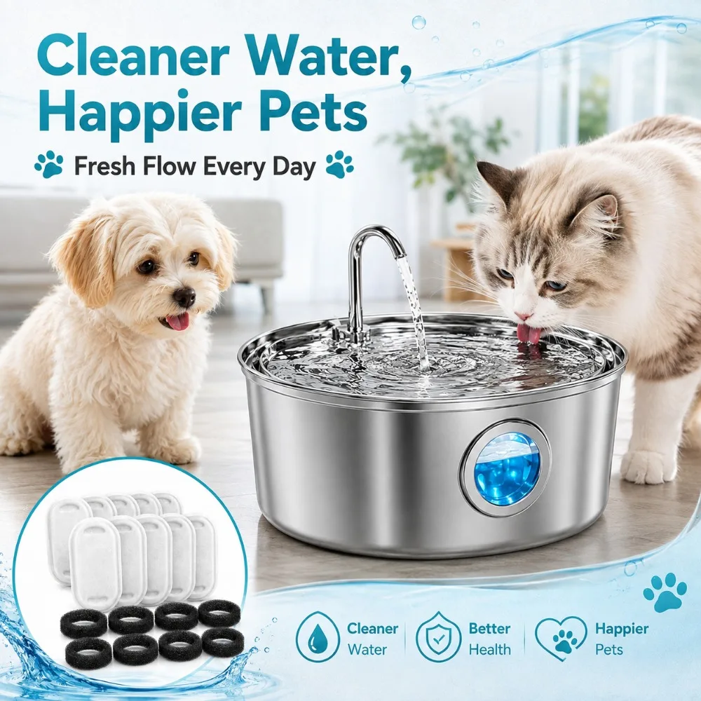 Activated Carbon Sponge Replacement Filter for Stainless Steel Pet Water Fountain Accessory for Household Cats and Dogs view 2