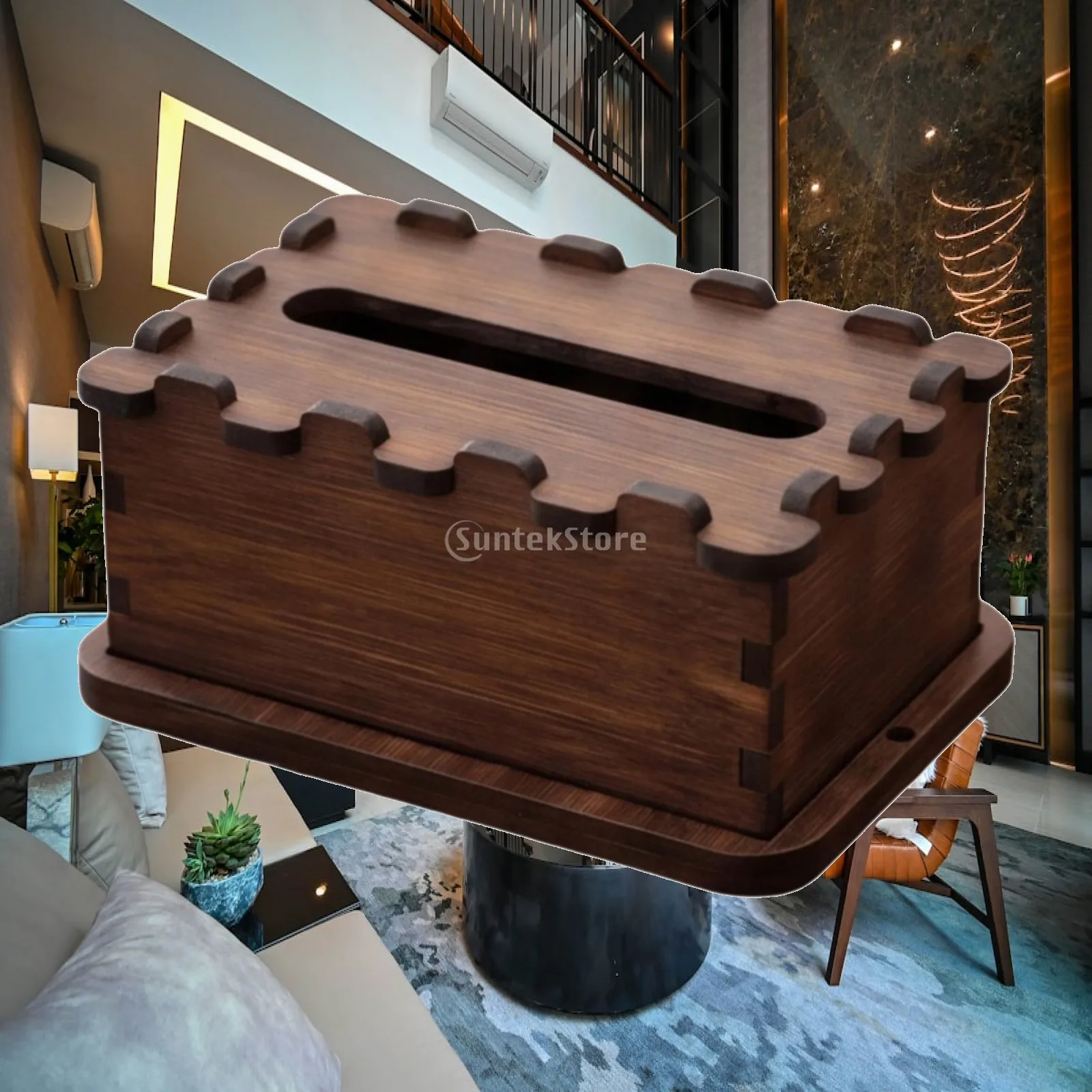 Rectangular Wooden Tissue Box Facial Tissue Holder Napkin Storage Organizer Modern Paper Case for Table and Counter