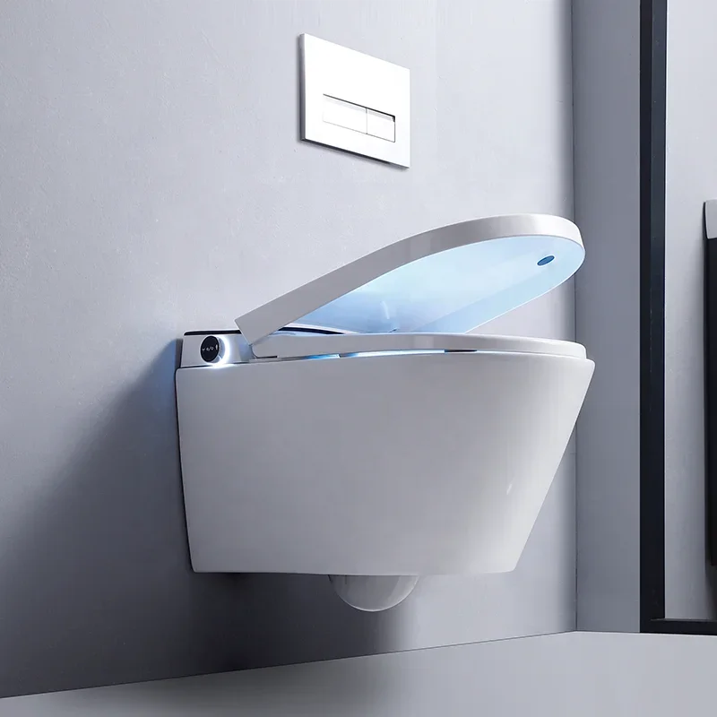 Concealed Cistern Modern One Piece Toilet Bowl Wall Mounted Ceramic Rimless Electric Intelligent Wc Wall Hung Smart Toilet