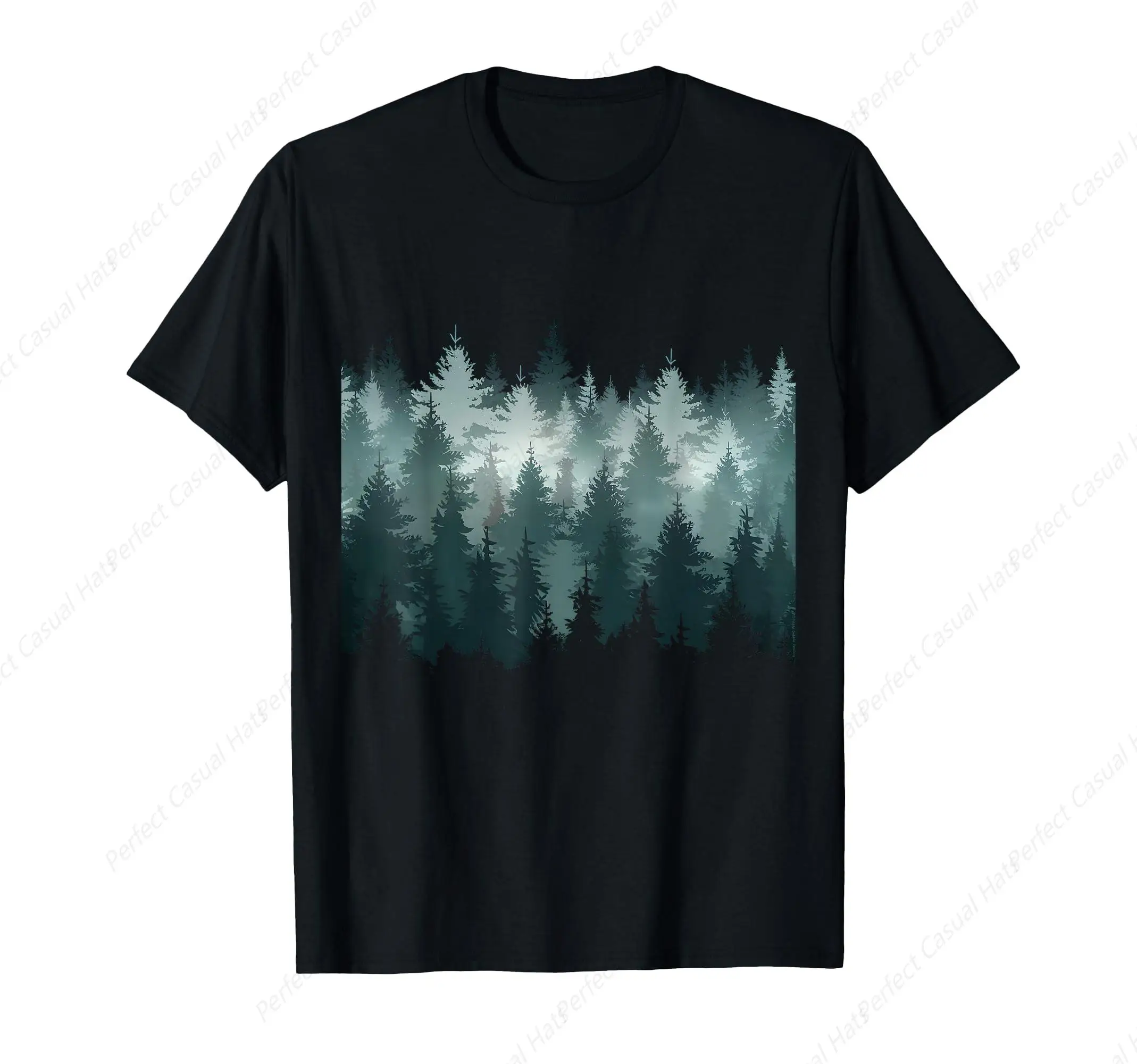 

Trees Nature Mountains Adventure Outdoor Wildlife Forest T-Shirt Casual Top Cotton Breathable T-Shirt Soft Loose Tees