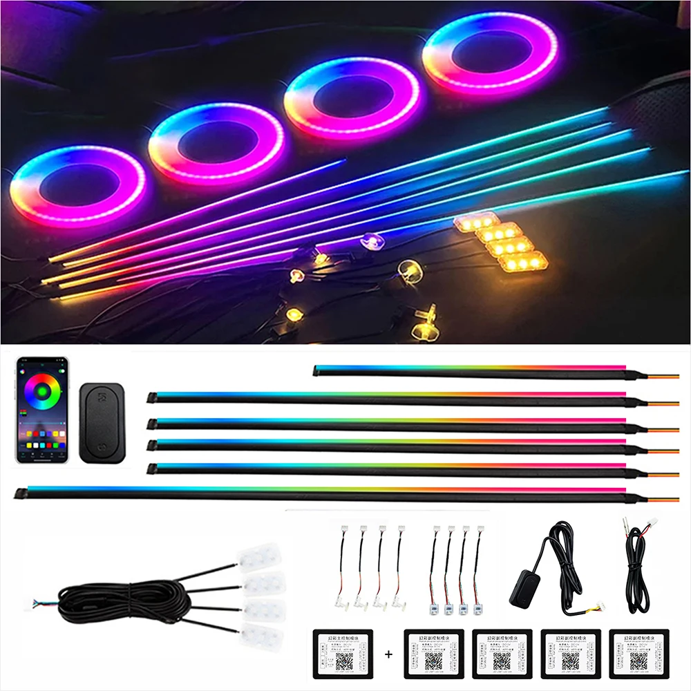 ไฟตกแต่งภายในรถยนต์ ไฟบรรยากาศหลากสีสัน ไฟไหล ไฟตกแต่งภายในรถยนต์ แถบไฟตกแต่งภายใน ควบคุมด้วยเสียงเพลง