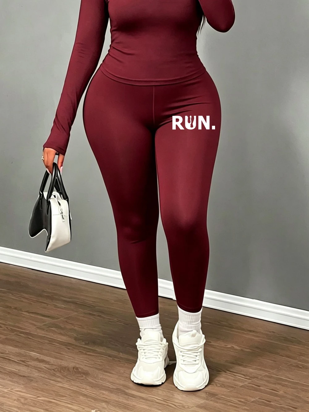 Creative Run Letter Printed Womens High Waist Tights Winter Warm Trousers Fleece Thicken Pants Basic Elastic Velvet Leggings