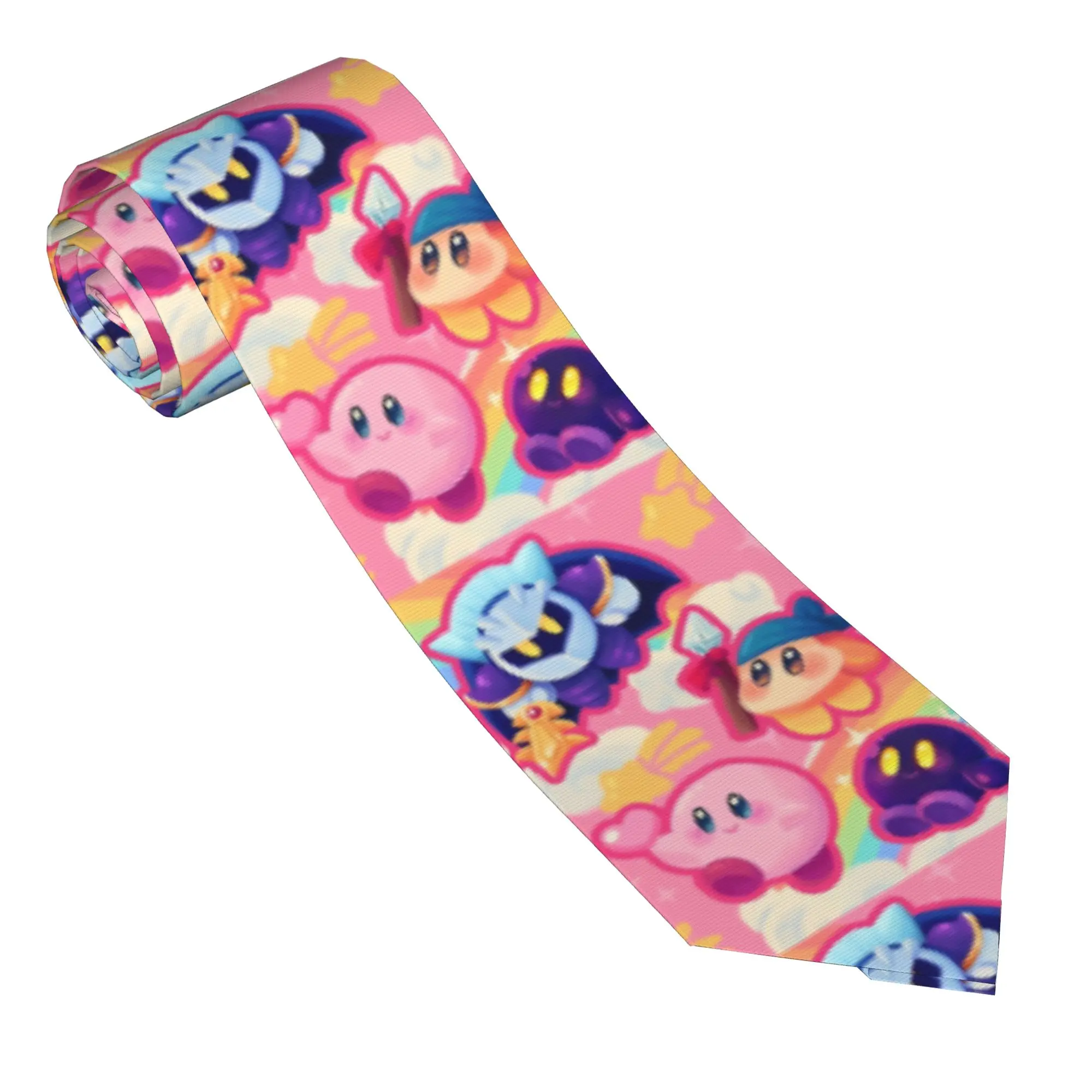 Neckties Cartoon Kirby Kirbys  Men Casual 8 cm Classic Neck Ties Video Game for Mens Suits Accessories Gravatas Wedding Party