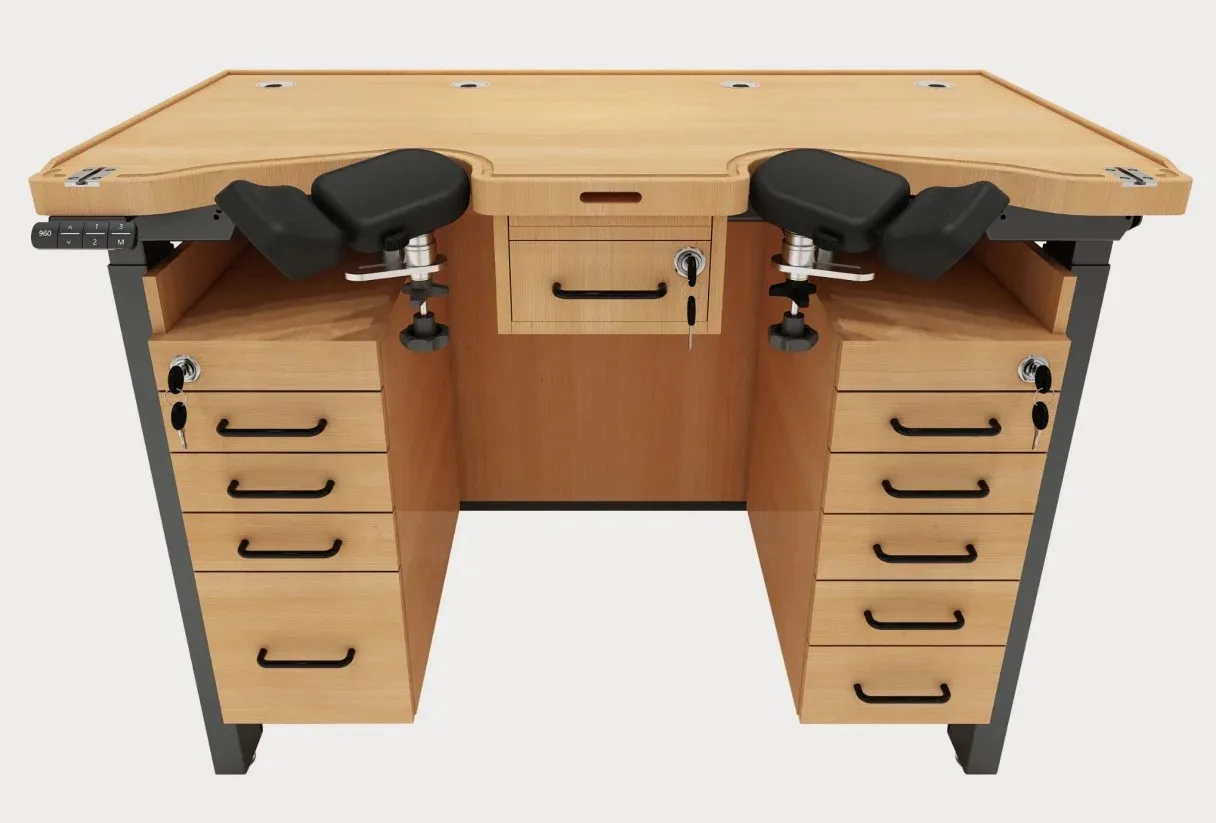 New Product Watch Repair Tool 1280/1450mm Beech Watch Repair Table Set with Adjustable Height Designed for Watch Repairers