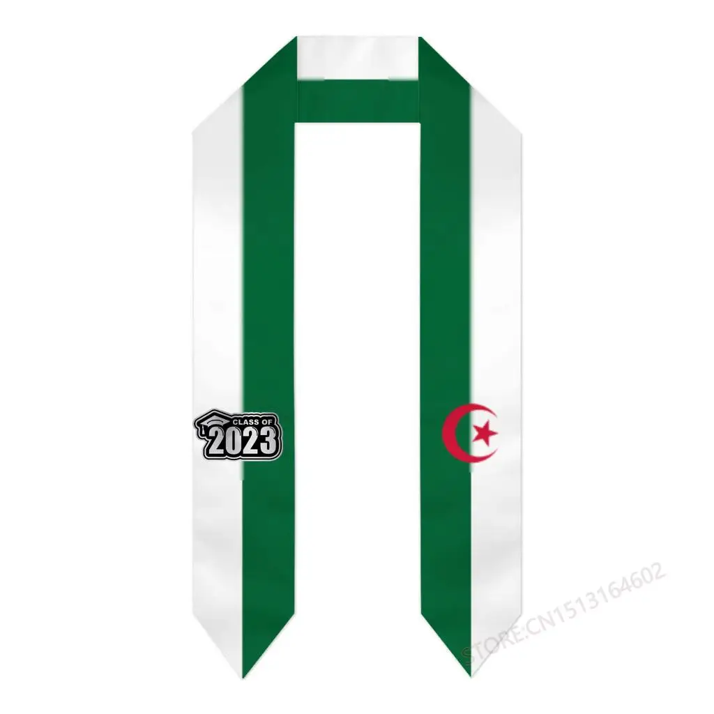 Custom Name Or Logo Algeria Flag Graduation Stole Sash International Study Abroad Class of 2023 Shawl