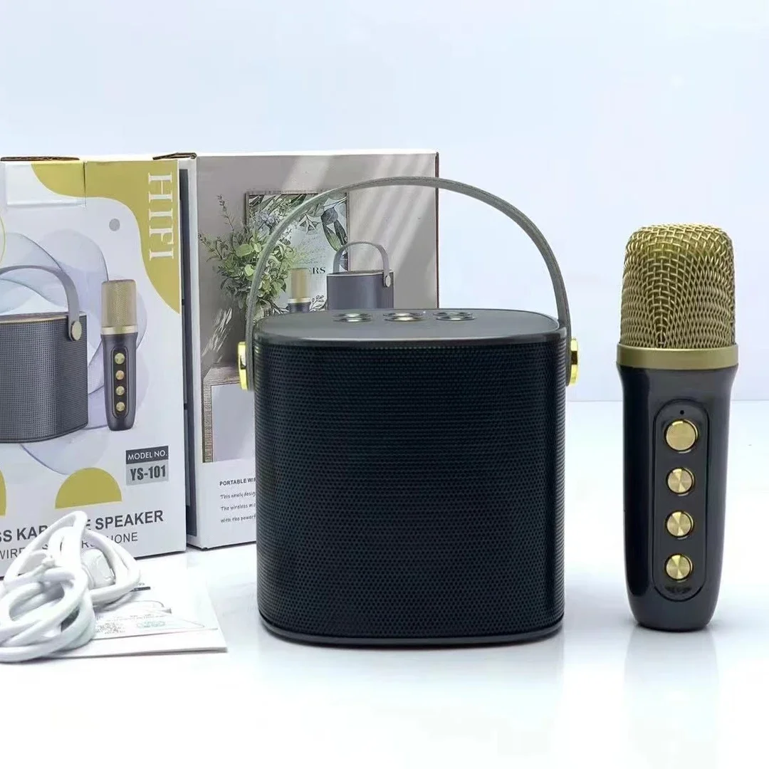 2023 New Outdoor Karaoke Speaker With Wireless Microphone Ys101 Family Ktv Desktop 2 In 1 Bt Handheld Speaker