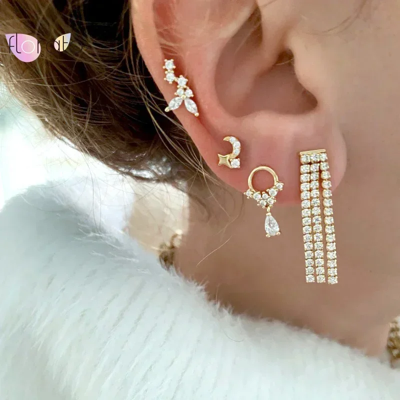 High-quality White Zircon Water Drop Earrings for Women 925 Sterling Silver Needle Delicacy Stud Earrings Wedding Party Jewelry