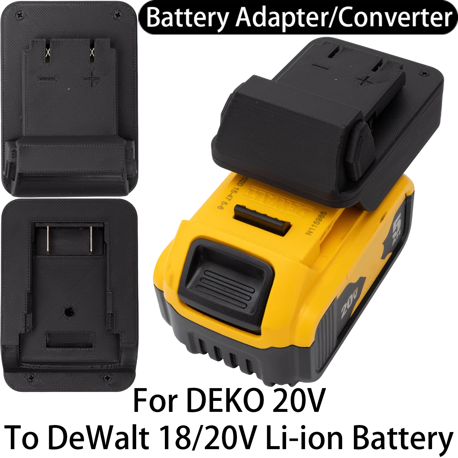 Adapter Converter for DEKO 20V Li-ion Tool to DeWalt 18/20V Li-ion Battery Adapter Converter Power Tool Accessory