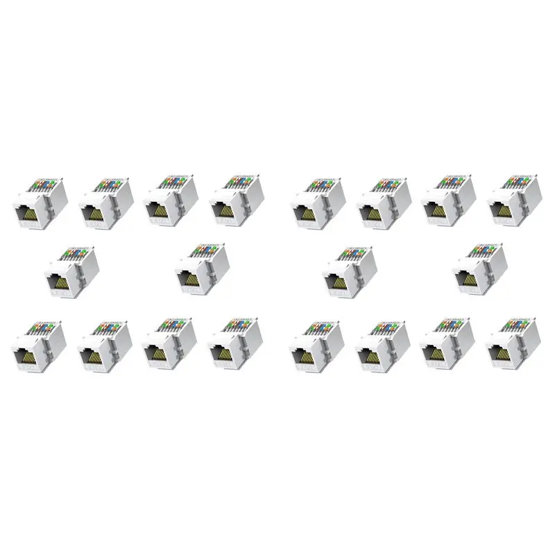 20 Pack Cat6 RJ45 Keystone Jack, Tool Less No Punch-Down Tool Required Module Coupler