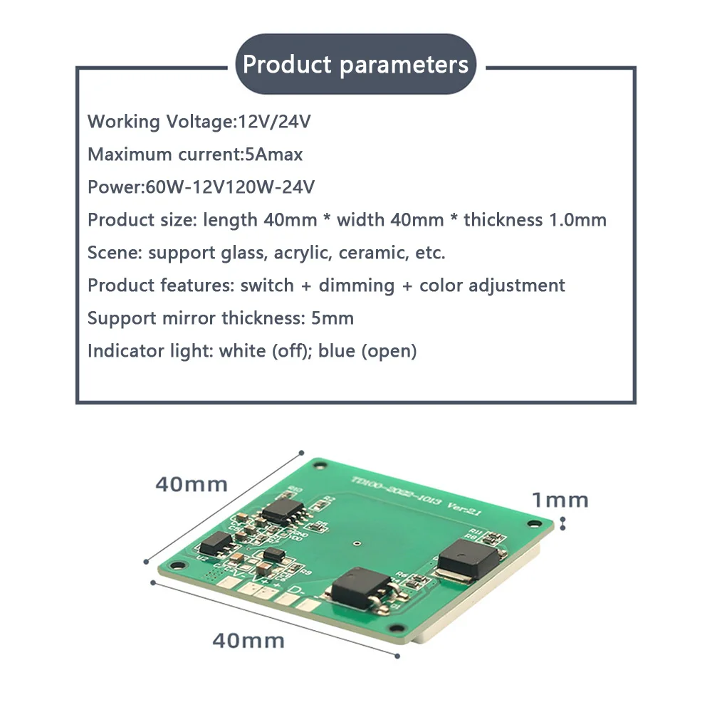 12V24V bathroom smart cosmetic mirror touch sensor switch for mirror LED dimming and color temperature control touch switch