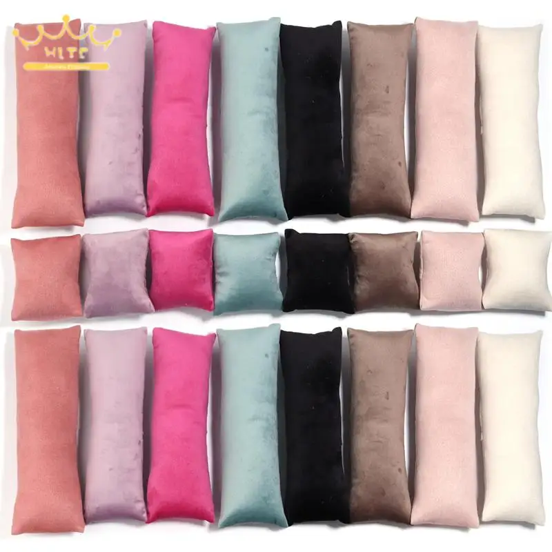 2Pcs/lot Soft Velvet or Leather Pillows for Bangle and Watch Jewelry Disply Organizer Bracelet Holder for Exhibitor