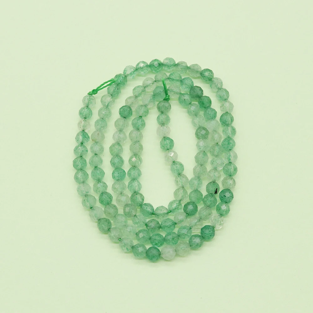 

Faceted Natural Green Aventurine Beads 3-4mm Round Semi-Precious Stone Straight-Hole Loose Beads DIY Jewelry Materials 1 Strand