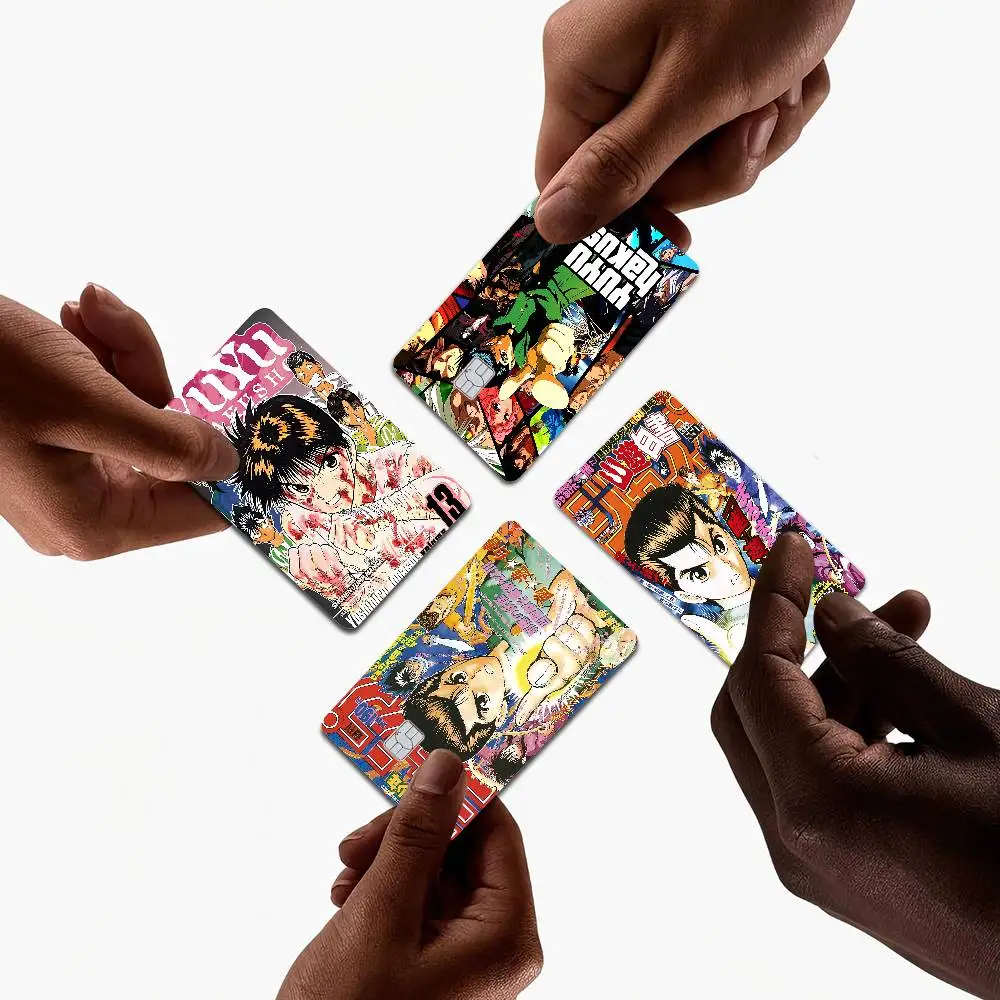 Anime YuYu Hakusho moda mate oro plata negro mate película pegatina de piel cinta para tarjeta de débito de crédito bancaria
