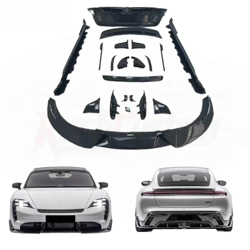 High Quality Carbon Fiber Body Kit Taycan Hood Front Rear Bumper Side Skirts Fenders Upgrade Auto Parts