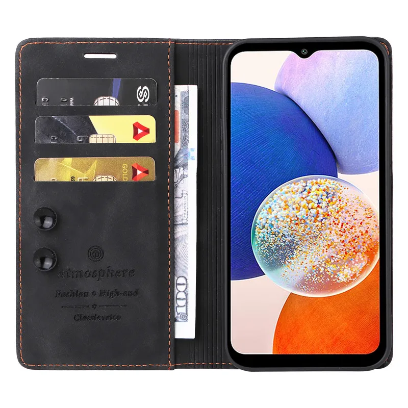 Wallet Flip Case on For Samsung Galaxy A15 4G A05 A05s A25 A35 A55 5G Cover Cases Suction Cup Leather Stand Phone Protective Bag