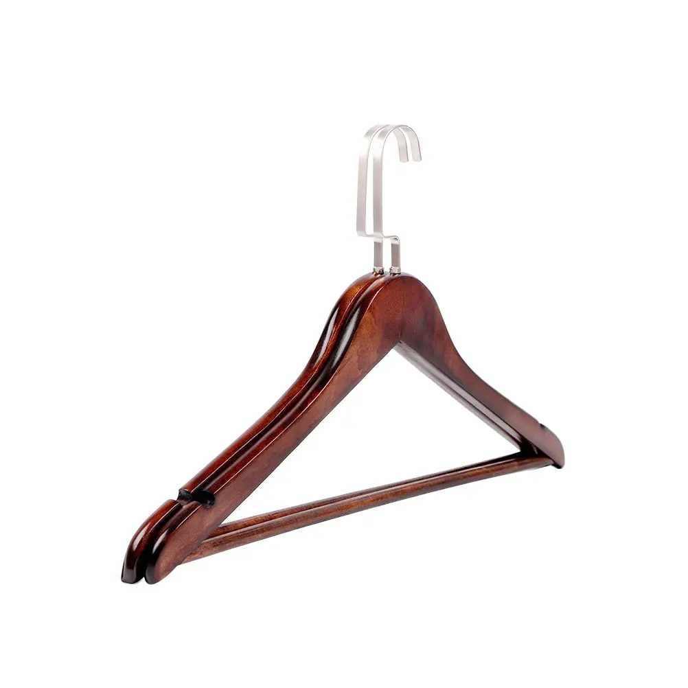 

2pcs Solid Wood Hanger Clothes Rack Sweater Dress Suit Premium Non Slip Hook Wardrobe Coats Trousers Skirts Storage