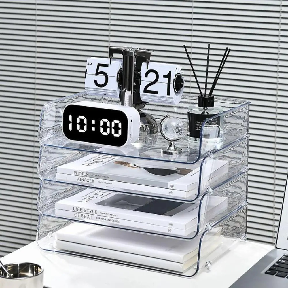 

Fashion Desktop Organizer A4 File Storage Tray Papers Rack Book Shelf Stackable File Rack Minimalism INS Style Documents