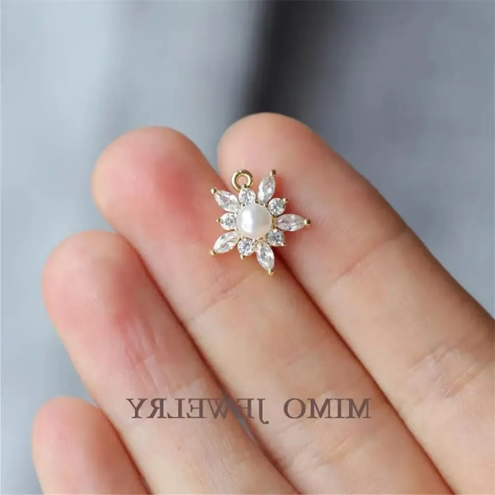 

Color preservation gold plated zircon micro inlaid imitation pearl pendant sweet Japanese and Korean style DIY accessories