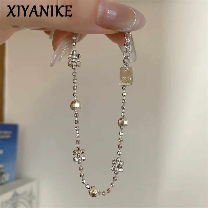 

XIYANIKE Sparkle Laser Bead Flower Chain Bracelet For Women Girl Niche Fashion New Jewelry Gift Party pulseras mujer