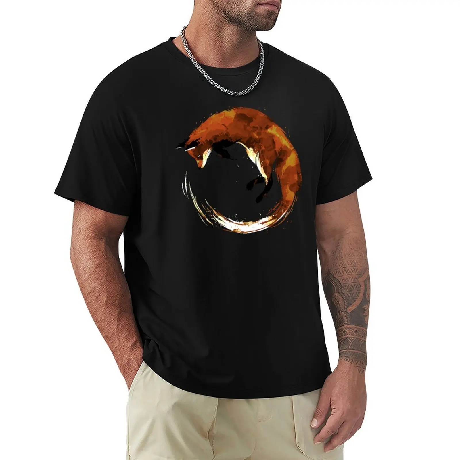 

Watercolor Fox T-Shirt quick drying kawaii clothes graphic shirts anime t shirts t shirts for men cotton