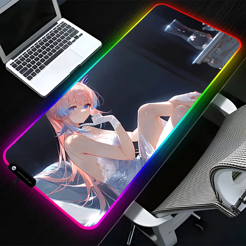 

RGB LED Mouse Pad G-genshin Impact Kokomi PC Accessories Desk Mat Rubber Mousepad Extended Pad Non Slip Gaming Mats Keyboard Pad