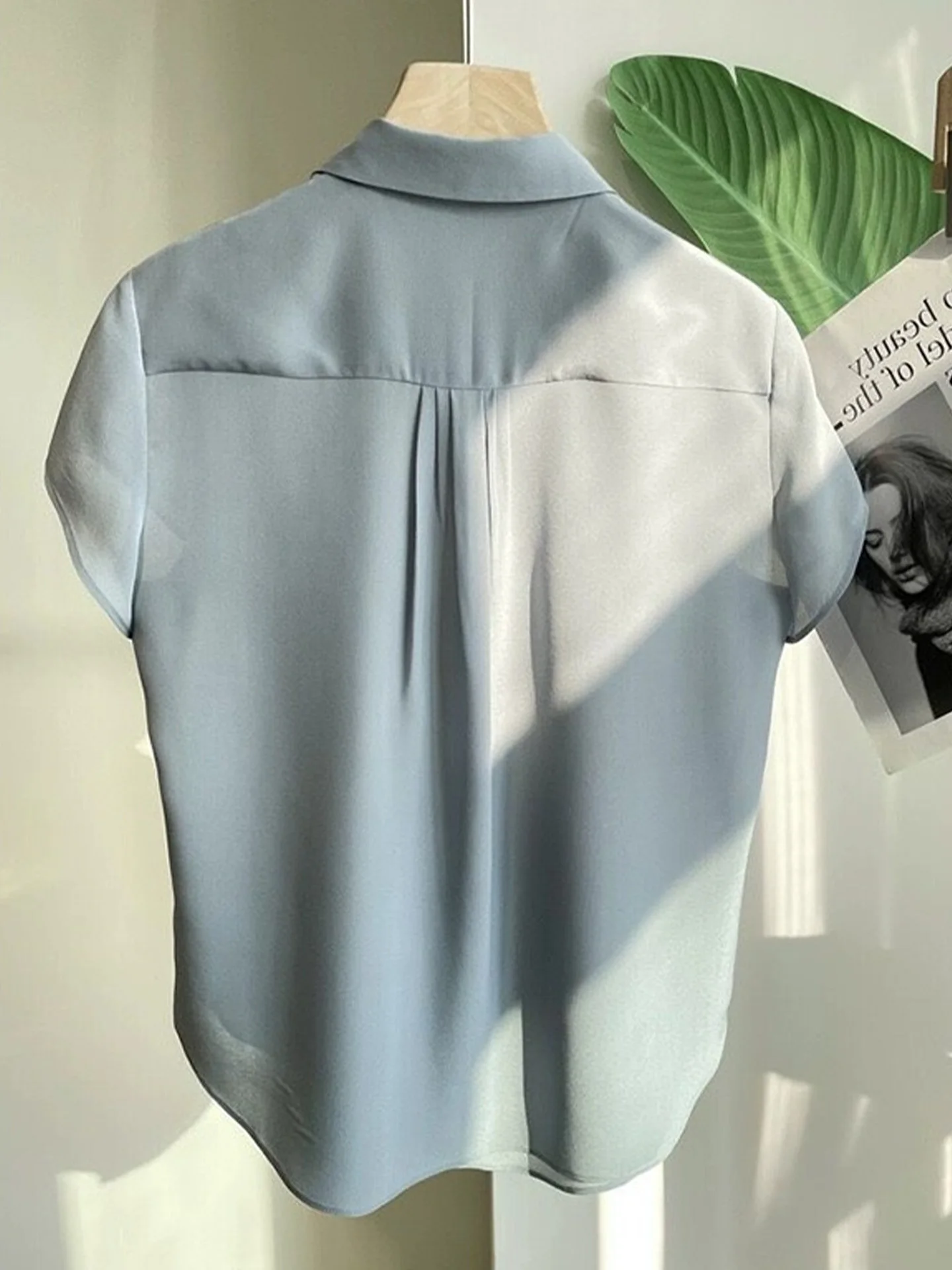 Sommer 2025, faionable Collar, lockeres, lässiges irt ort Sve Damen-Top in reiner Farbe, vielseitig, gerader Schnitt, koreanisches SLE-Top