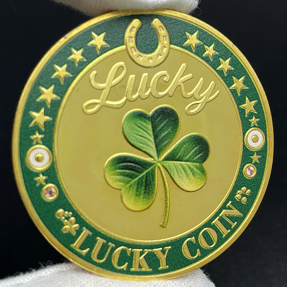 Horseshoe Clover and Elephant Lucky Coin Fortuna in Aeternum 777 Commemorative Coin in Capsule Green Matte Token Collectibles