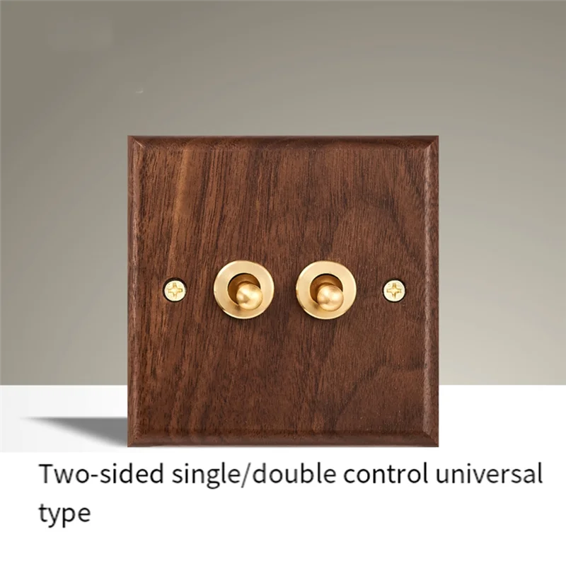

AONEQ-Retro Walnut Wood Wall Mount Panel 250V Wall Light Toggle Switch Single Double Toggle Switch With Brass Screw