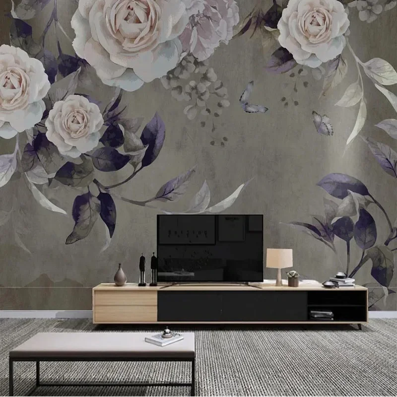 

Custom Mural Wallpaper 3D Modern Simple Hand-Painted Nordic Rose Background For Bedroom Walls Papel De Parede Tapety Home Décor