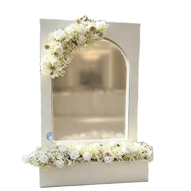 villa garden freestanding water wall fountain, floral arch waterfall decoration, suitable for weddings and holiday