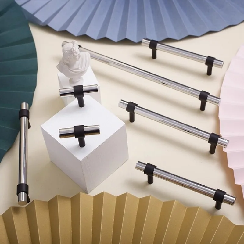 مقبض وأثاث نحاسي، مقبض مرآة مصقول على شكل حرف T، مقابض أجهزة للخزانة، درج سحب لغرفة النوم باللون الفضي