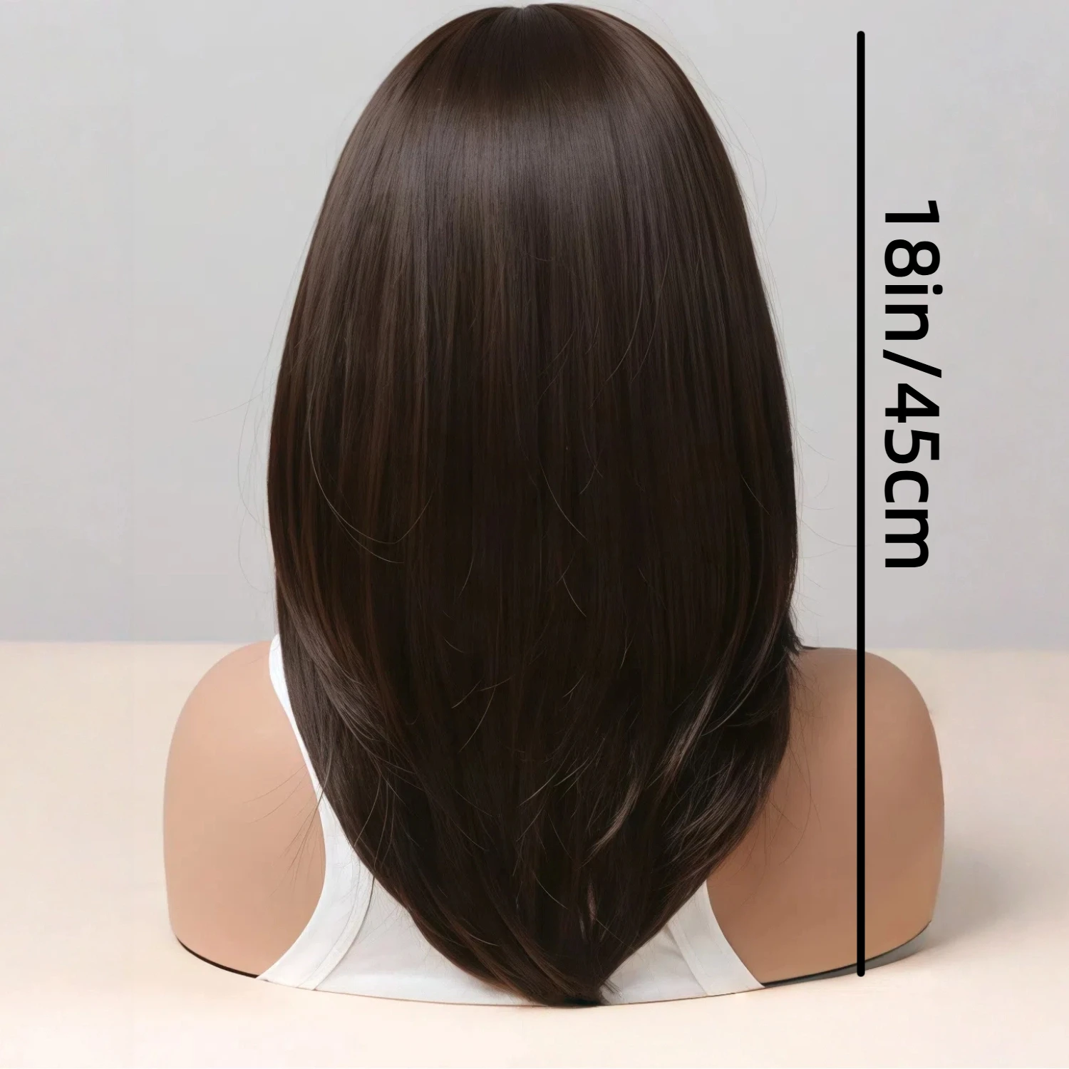 Natural Brown Bangs Wig, Layered Design, Synthetic Fiber Material, Fashionable Wig for Daily Wear by Women Birthdays
