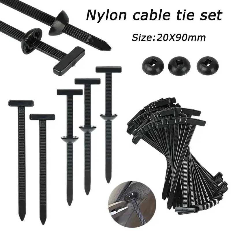 

Nylon Universal Cable Tie Buckles-Heavy Duty Zip Ties Holder with Pin & Button Design Plastic Cable Ties Tool Fasteners Car Body