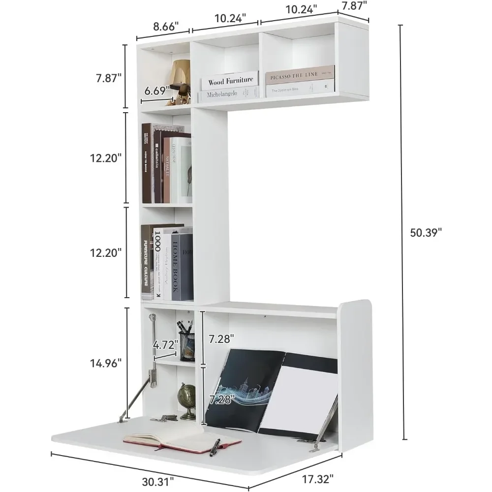 Подвесной школьный стол для стен, Многофункциональный Складной настенный офисный школьный стол с полкой для хранения