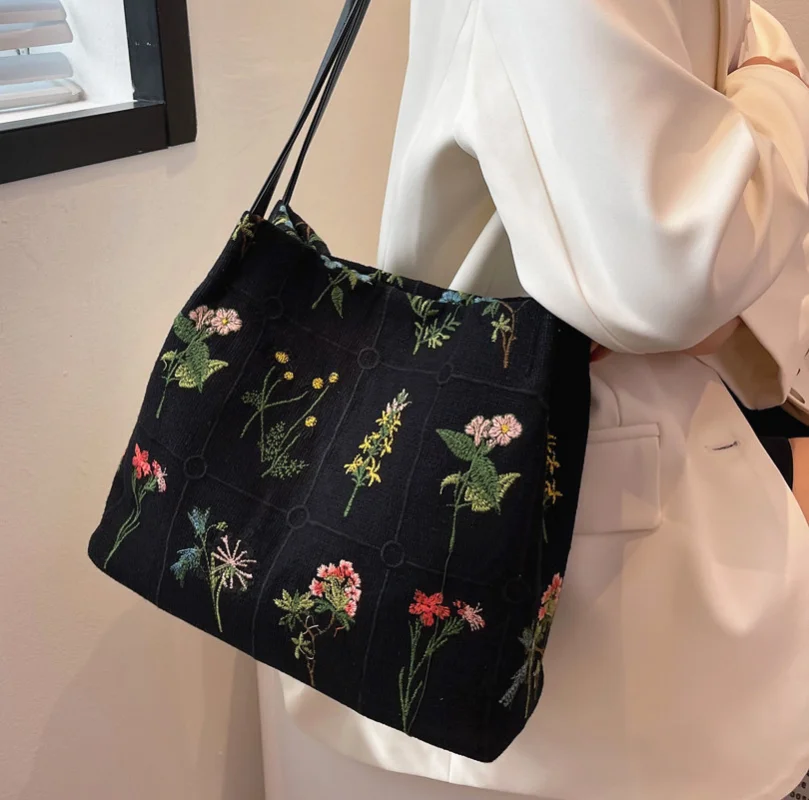 Marca de luxo grandes flores sacola 2022 novo de alta qualidade tecido designer bolsa feminina alta capacidade bolsas de ombro