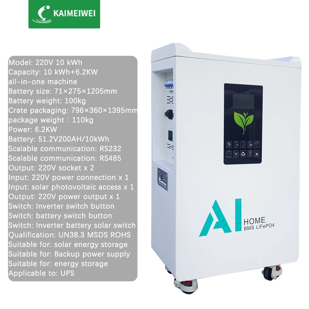 220V 10kWh+6.2kw Inverter Integrated Machine Photovoltaic Energy Storage’Household Energy Storage Lithium Iron Phosphate Battery