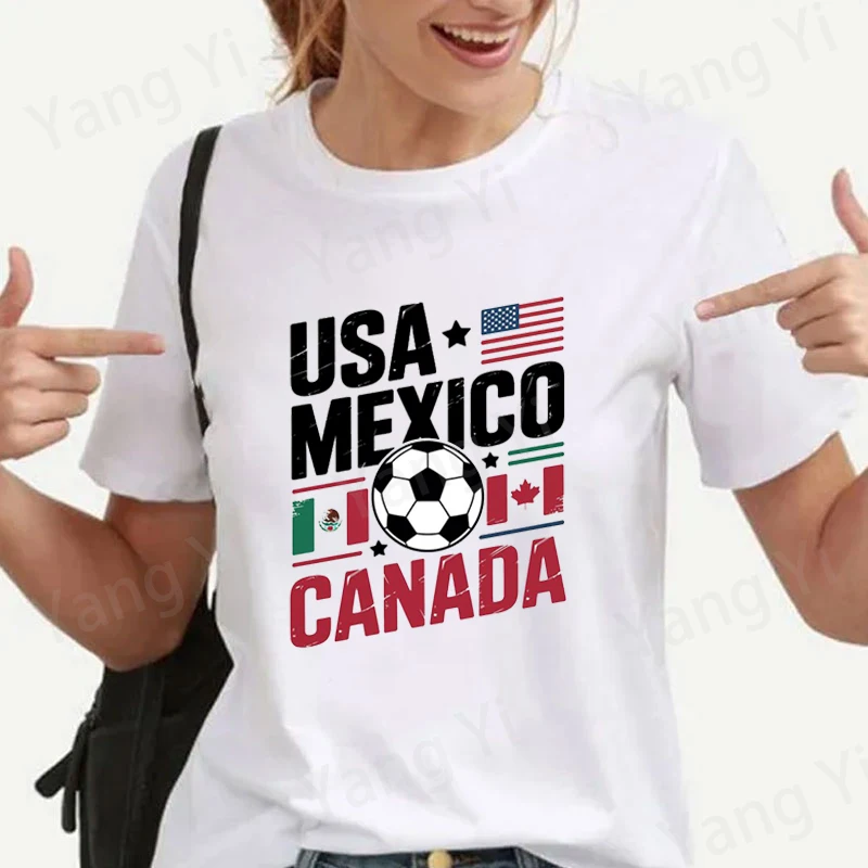 

Usa Mexico Canada Football Printing T-shirt Fashion Unisex Short Sleeve Summer Cool Hip Hop Men Women Top Comfortable Soft Tees