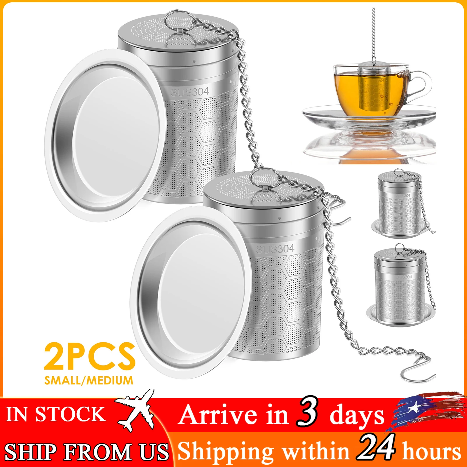 2Pcs Tea Strainers Fine Mesh Tea Infuser Loose Leaf Tea Steeper Strainer Tea Infuser Steeper for Loose Tea Spices Seasoning