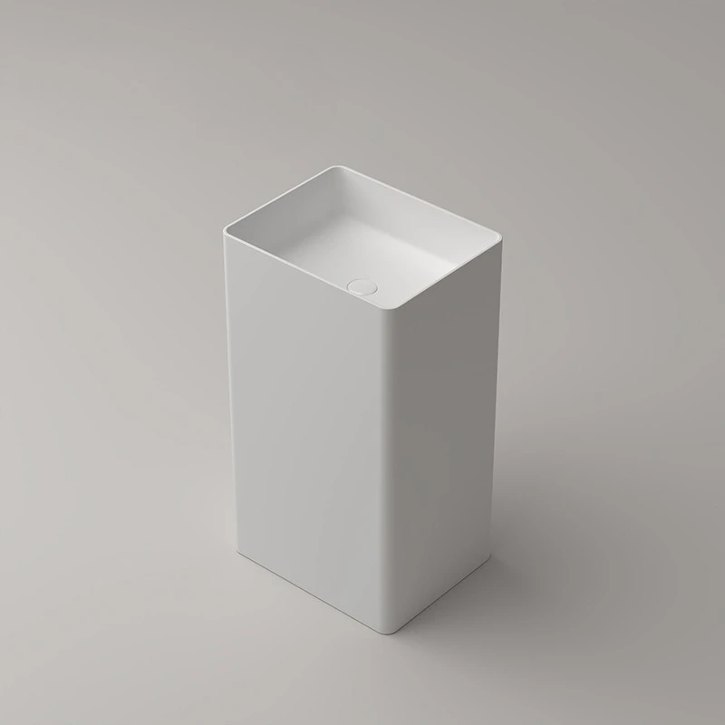 

Polymer artificial stone column basin integrated floor type wash basin integrated column basin simple