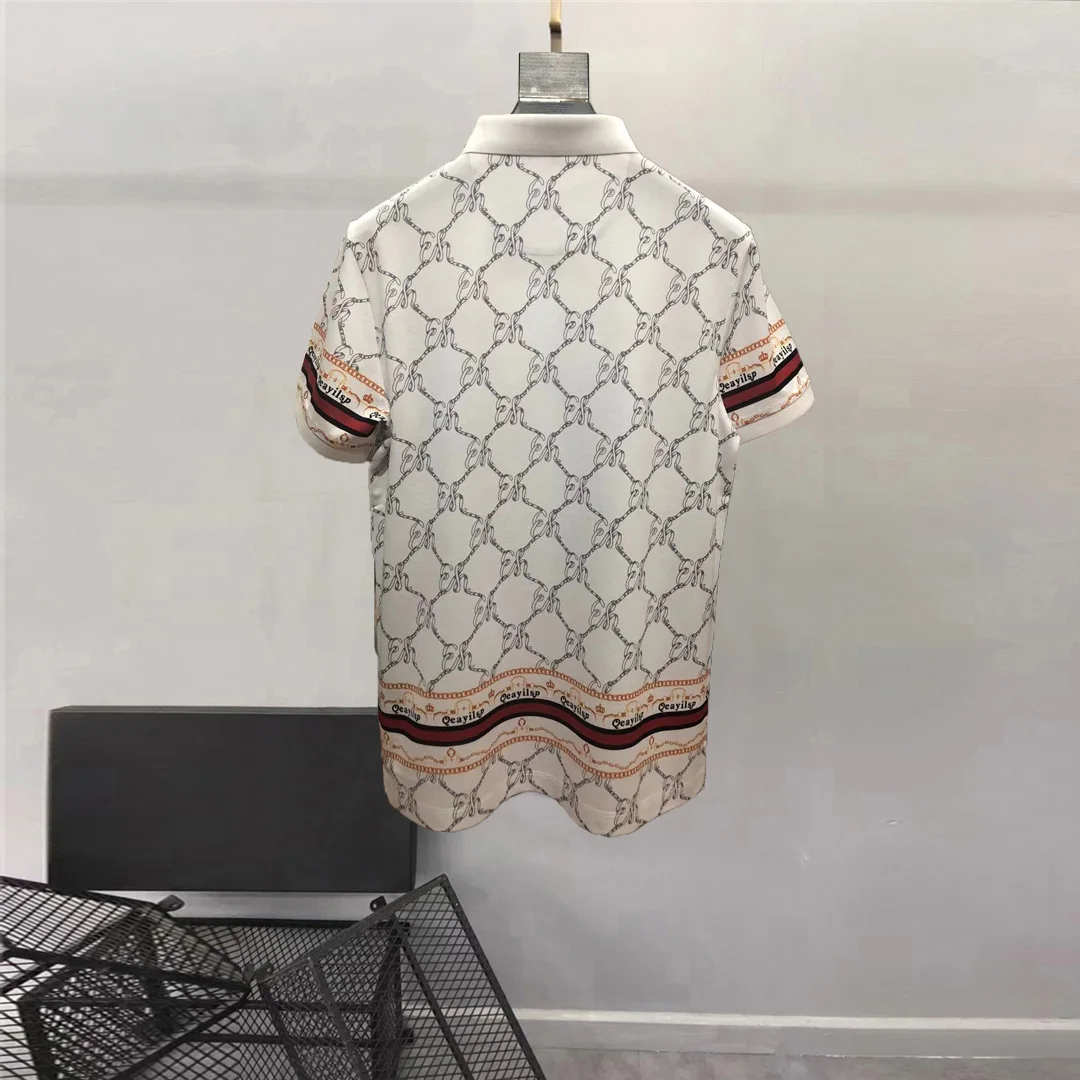 European and American men's wear summer 2022 new  Animal print on short sleeve lapel  Fashion cotton T-shirt