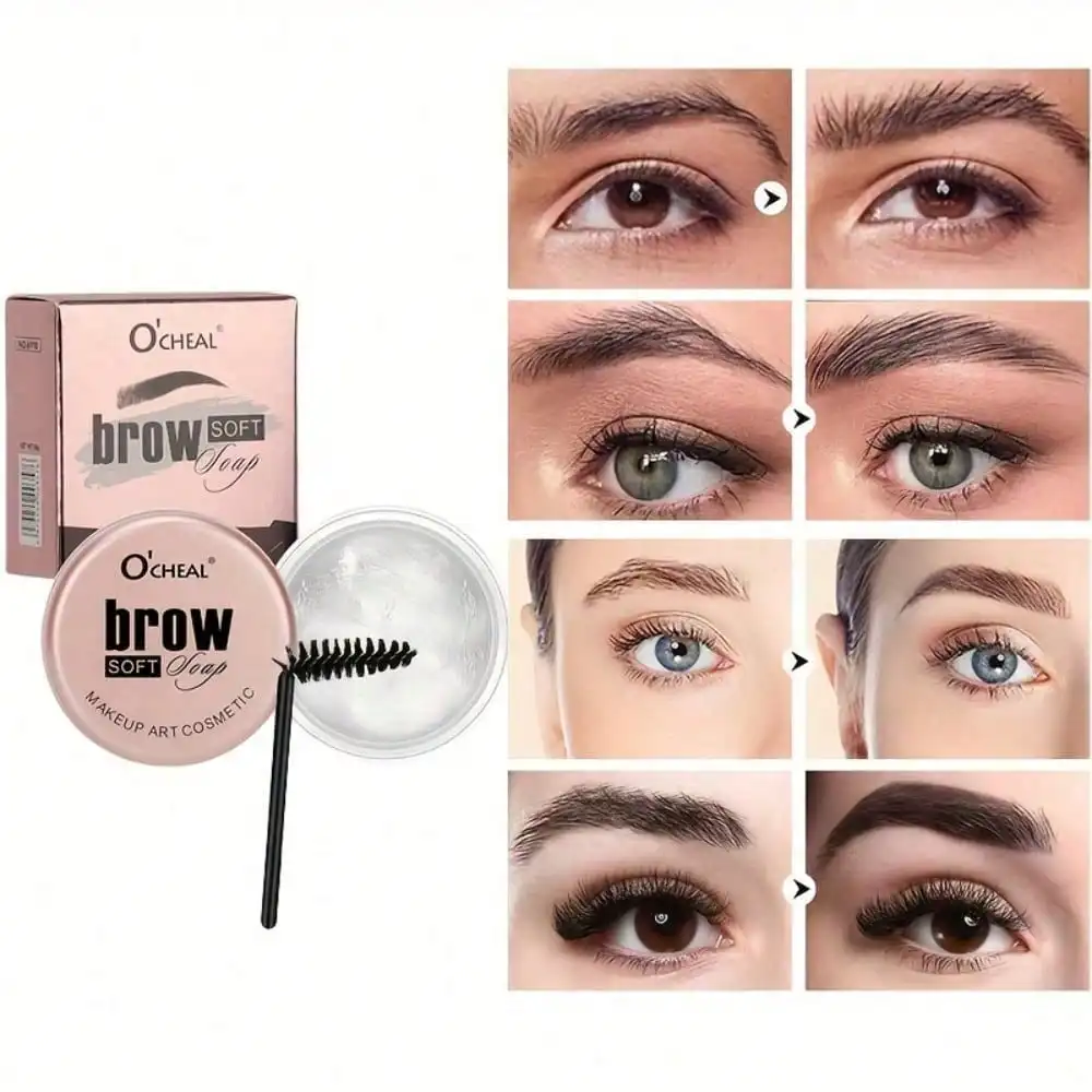 Eyebrow Styling Soap Kit With Spoolie Brush Long Lasting Strong‑hold Clear Brow Soap Natural Wild Eyebrow Shaping Cosmetic For Women Daily Makeup