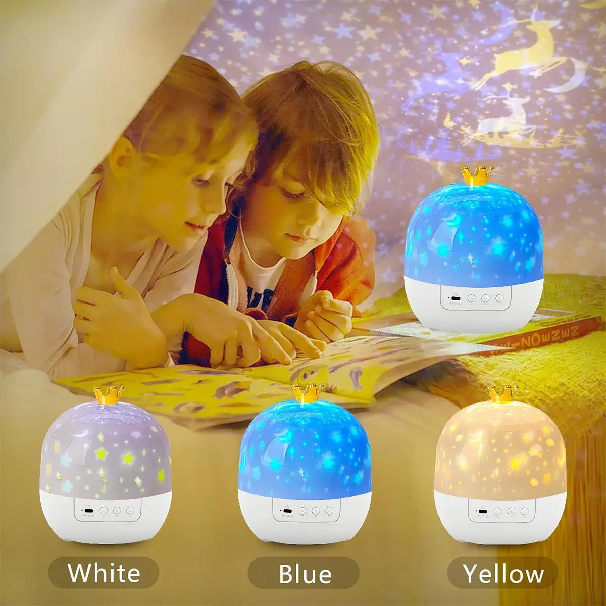 Crown Galaxy Projector 21 In 1 Light Lamp Kids Night For Boys Star Christmas Happy Birthday Room Lights Rotating Usb Powered Led - Image 4