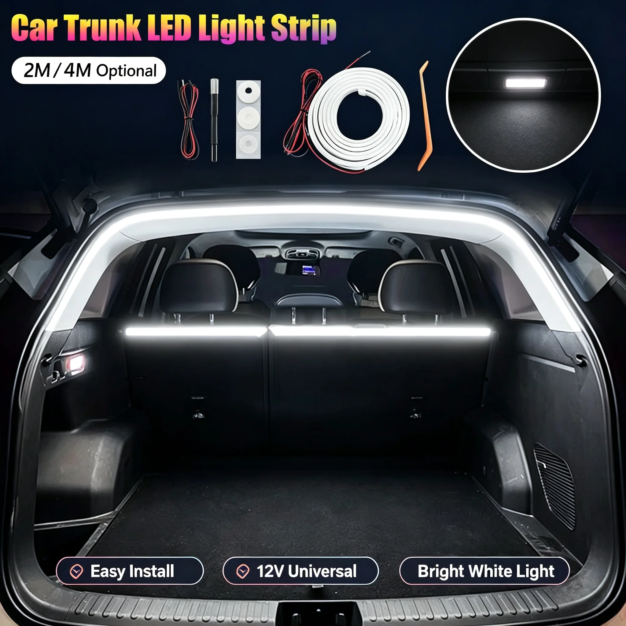 Auto Sensing LED Car Trunk Tailgate Light Strip, High Brightness Tail Box Interior Atmosphere Decor Lamp view 6