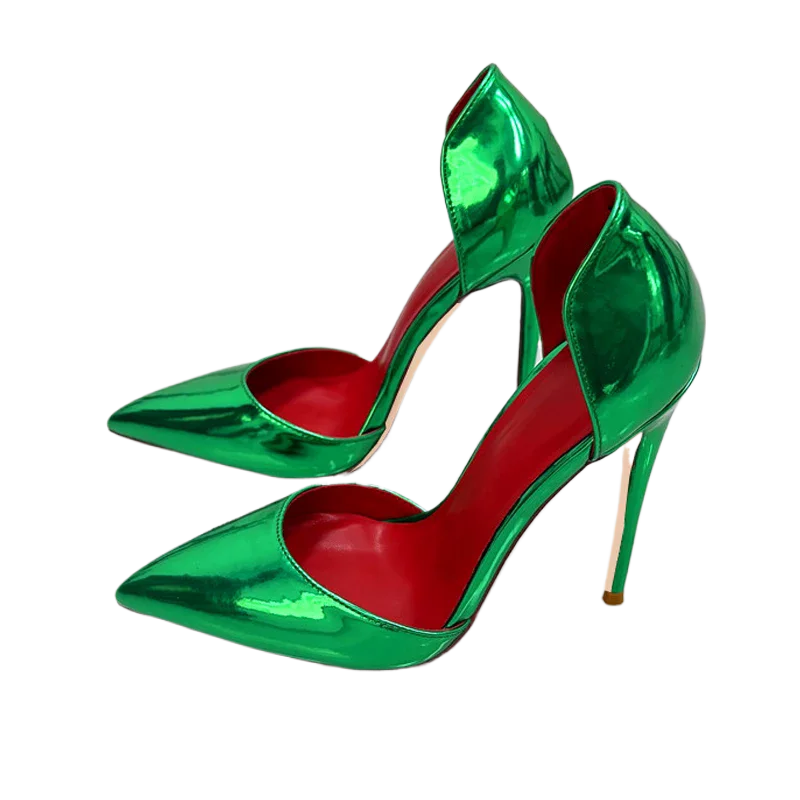 الأخضر النساء مضخات 12 سنتيمتر عالية الكعب أشار تو الخناجر الضحلة ليلة نادي الزفاف فستان الحفلات أحذية QP252 #5