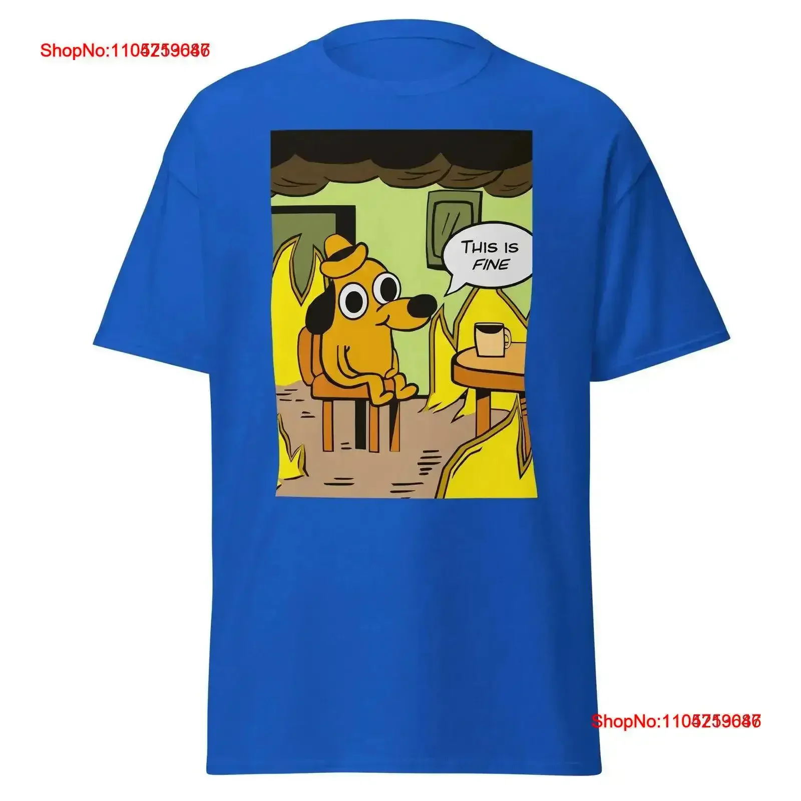 Men's This is Fine Dog Meme T Shirt Crewneck Funny Internet Humor vintage Washed Versatile Stylish designer clothes Breathable