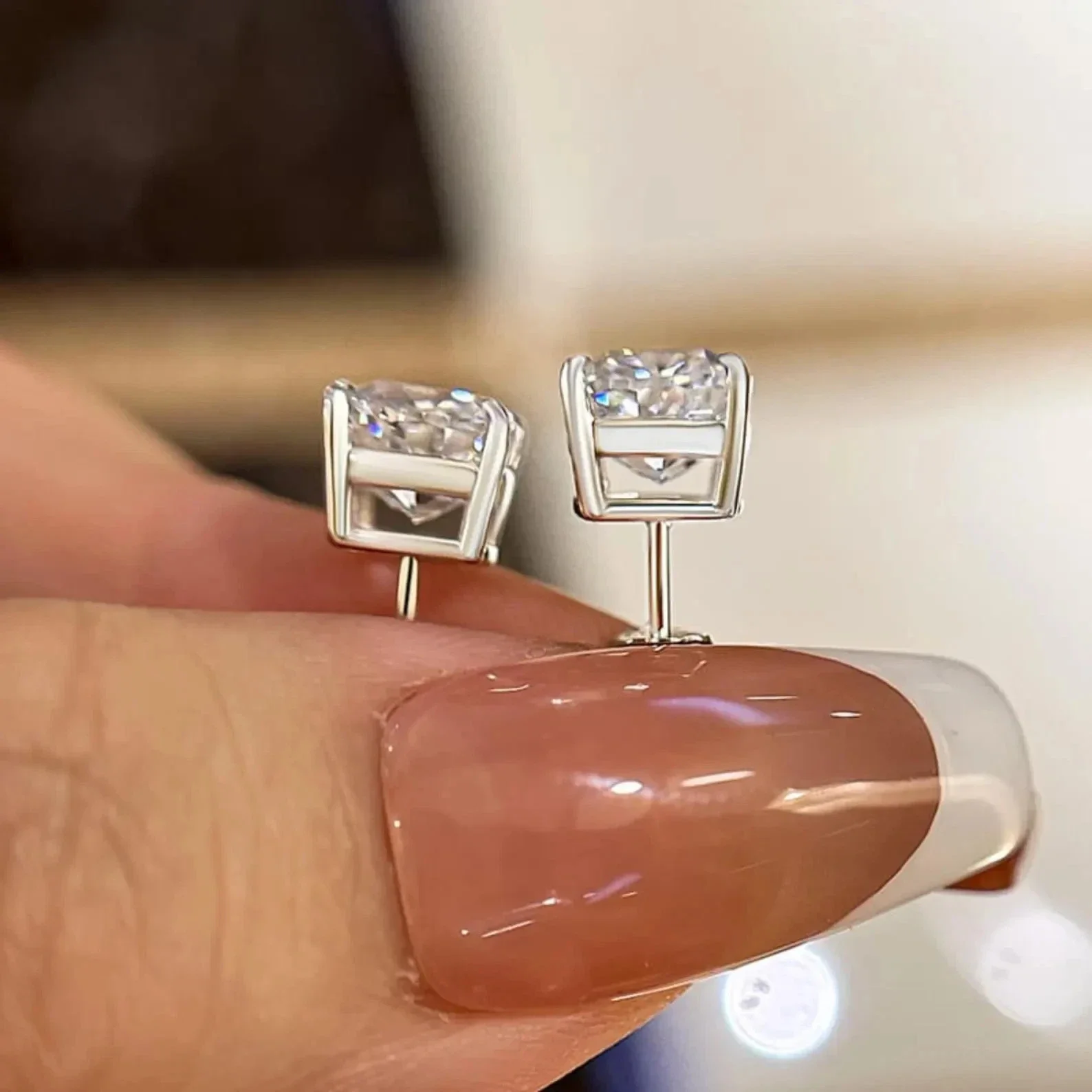 IGI Certificate 1.5CT Each Cushion Cut HPHT CVD Diamond Platinum 950 Lab Grown Diamond DEF VS-VS Stud Earrings For Girls