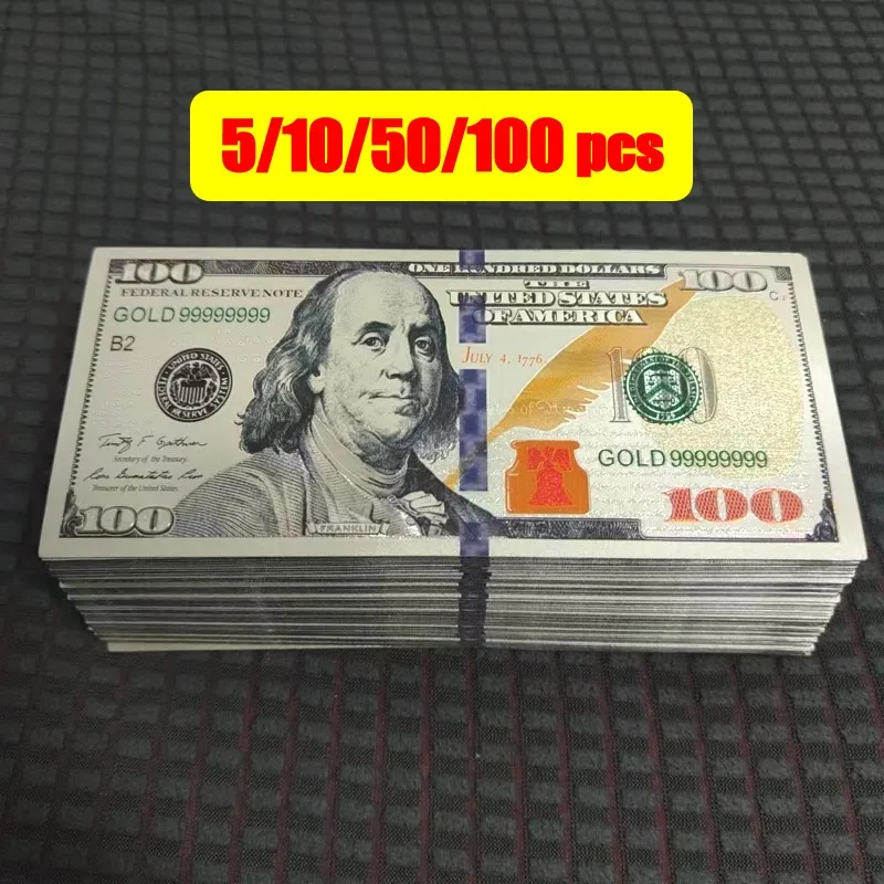 5 ~ 100 stücke uns 100 Dollar Scheine 100 Dollar versilbert Banknote Falschgeld Sammler währung Souvenir Geschäfts geschenke