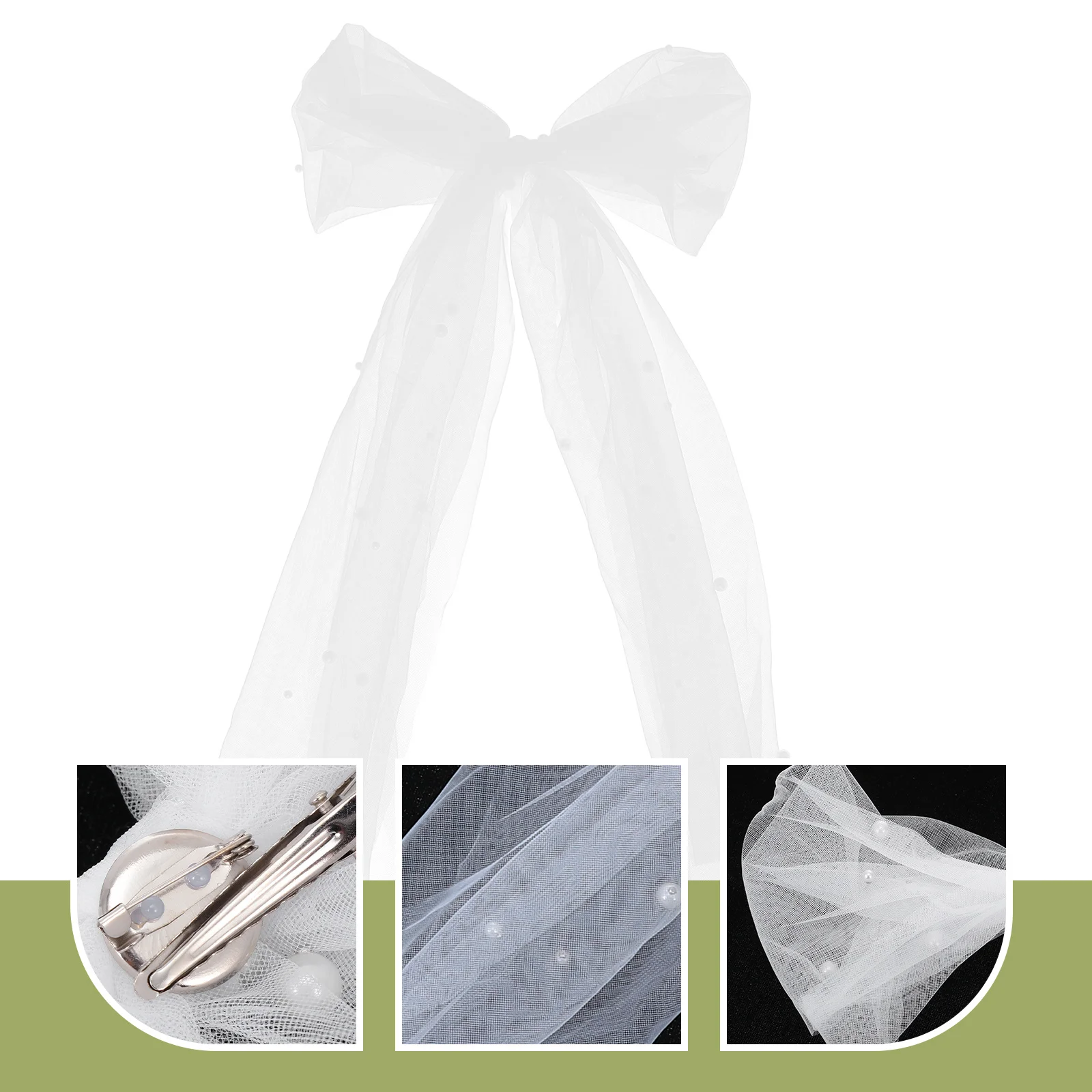 

Bridal Bowknot Beaded Hair Clip Wedding Hair Accessories Romantic Bride Veil Wedding Headdress Bowknot Accessories