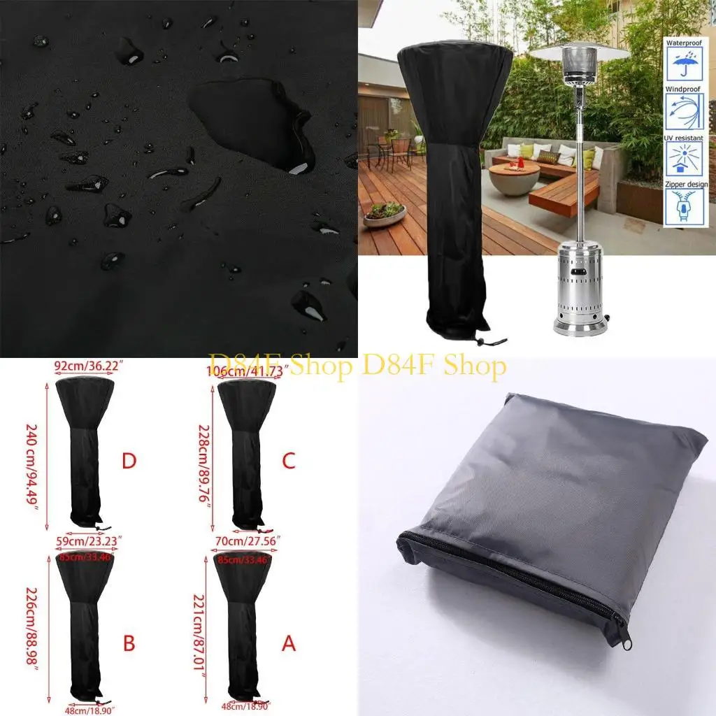 

D84F Outdoor Pyramid Patio Gas Heater Cover Hood Mushroom Protective UV Protector Garden Polyester Waterproof Sheet