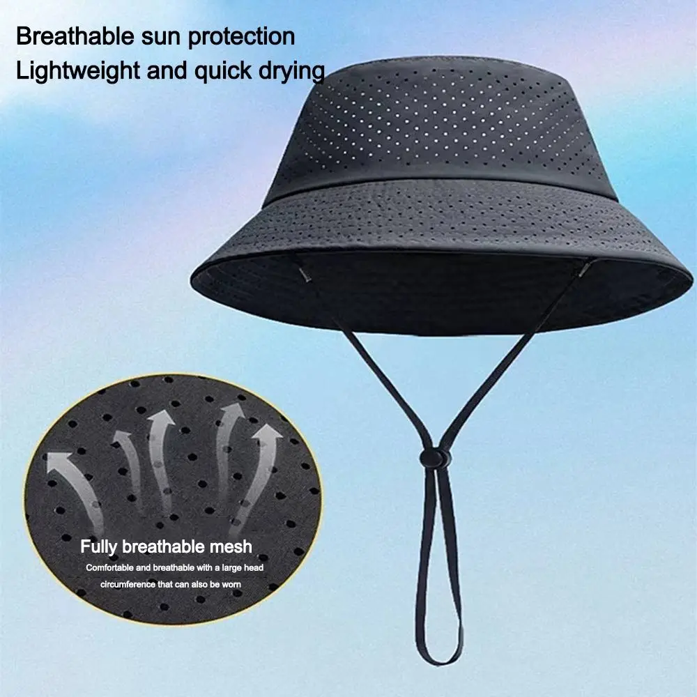 Quick-drying Fisherman Hat Fashion Big Head Girth Breathable Sun Hat Flat Top UV Protection Fishing Hats Men Women